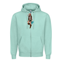 Seafoam western cowgirl Zipper Hoodie - NancyCooperArtShop