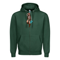 Sports Green western cowgirl Zipper Hoodie - NancyCooperArtShop