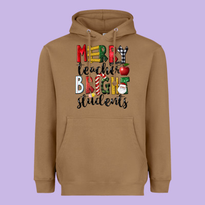 Merry Teacher Bright Students Christmas Heavyweight Hoodie Designed By Lillyallendesigns