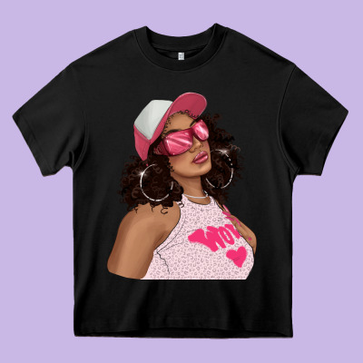 Pink Sunglasses Afro Black Girl Heavy Core Tee Designed By Texasbilliewilder
