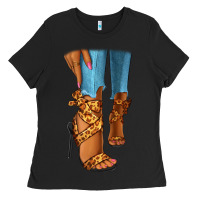 Black Leopard heels black fashion girl Ladies Tee - RanaPortraitStore