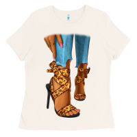 Bone Leopard heels black fashion girl Ladies Tee - RanaPortraitStore
