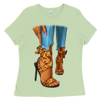 Matcha Leopard heels black fashion girl Ladies Tee - RanaPortraitStore
