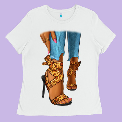 Ladies Tee Leopard heels black fashion girl