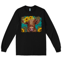 Black western leopard buffalo plaid baby highland cow Long Sleeve Tee - BarkalooDesign