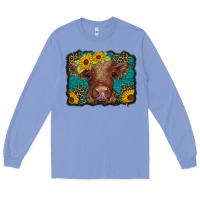 Colony Blue western leopard buffalo plaid baby highland cow Long Sleeve Tee - BarkalooDesign