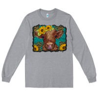 Heather Grey western leopard buffalo plaid baby highland cow Long Sleeve Tee - BarkalooDesign