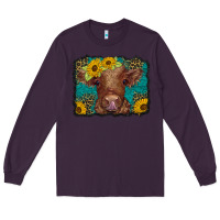 Plum western leopard buffalo plaid baby highland cow Long Sleeve Tee - BarkalooDesign