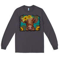 Smoke western leopard buffalo plaid baby highland cow Long Sleeve Tee - BarkalooDesign