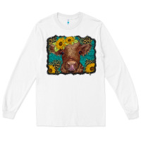 White western leopard buffalo plaid baby highland cow Long Sleeve Tee - BarkalooDesign