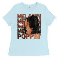 Baby Blue Melanin poppin' afro woman Ladies Tee - RanaPortraitStore