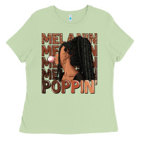 Matcha Melanin poppin' afro woman Ladies Tee - RanaPortraitStore