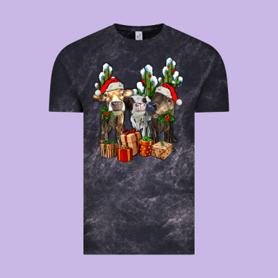 Western Christmas Cows And Cactuses Vintage Tee Designed By Adodesignshop