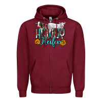 Burgundy western howdy heifer Zipper Hoodie - NancyCooperArtShop