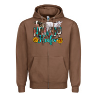 Chestnut western howdy heifer Zipper Hoodie - NancyCooperArtShop