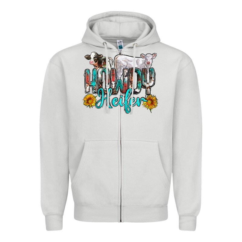 Western Howdy Heifer Zipper Hoodie by NancyCooperArtShop | Teevron