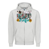 Dove Grey western howdy heifer Zipper Hoodie - NancyCooperArtShop