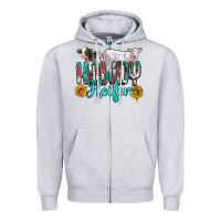 Heather Grey western howdy heifer Zipper Hoodie - NancyCooperArtShop