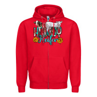 Red western howdy heifer Zipper Hoodie - NancyCooperArtShop