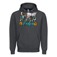 Smoke western howdy heifer Zipper Hoodie - NancyCooperArtShop