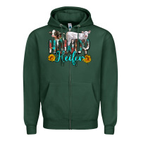 Sports Green western howdy heifer Zipper Hoodie - NancyCooperArtShop