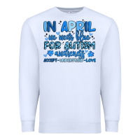 White in april we wear blue for autism awareness Premium Sweatshirt - Artiststas