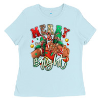 Baby Blue Merry and bright black girl sneakers Ladies Tee - RanaPortraitStore