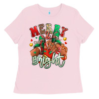 Bubblegum Pink Merry and bright black girl sneakers Ladies Tee - RanaPortraitStore