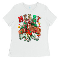 Merry And Bright Black Girl Sneakers Ladies Tee | Teevron