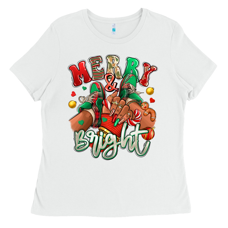 Merry And Bright Black Girl Sneakers Ladies Tee by RanaPortraitStore | Teevron