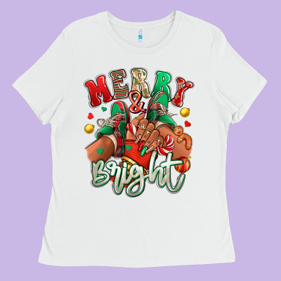 Ladies Tee Merry and bright black girl sneakers