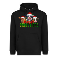 Black Mooey Christmas Cows Heavyweight Hoodie - LillyAllenDesigns