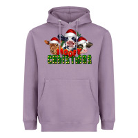 Lavender Mooey Christmas Cows Heavyweight Hoodie - LillyAllenDesigns