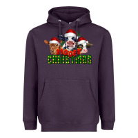 Plum Mooey Christmas Cows Heavyweight Hoodie - LillyAllenDesigns