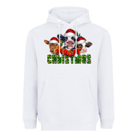 White Mooey Christmas Cows Heavyweight Hoodie - LillyAllenDesigns