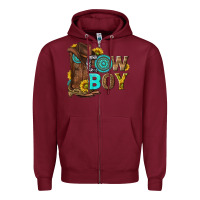 Burgundy western cowboy Zipper Hoodie - NancyCooperArtShop