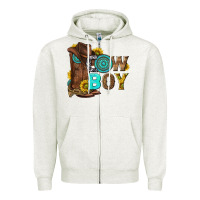 Oatmeal Heather western cowboy Zipper Hoodie - NancyCooperArtShop