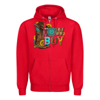 Red western cowboy Zipper Hoodie - NancyCooperArtShop