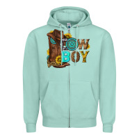 Seafoam western cowboy Zipper Hoodie - NancyCooperArtShop