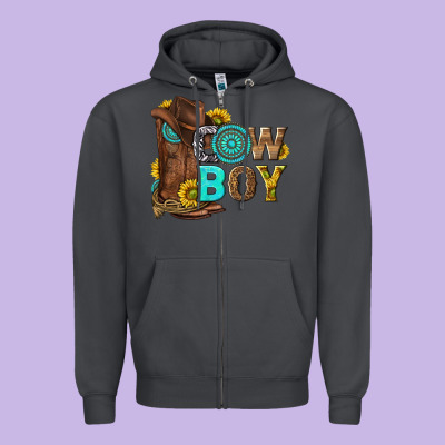 Western Cowboy Zipper Hoodie Designed By Nancycooperartshop