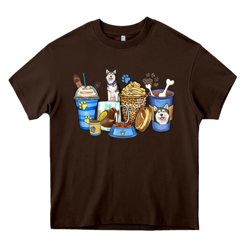 Siberian Husky Coffee Cups Heavy Core Tee by Zillion Design Studio | Teevron