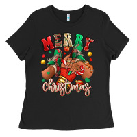 Black Merry Christmas black girl sneakers Ladies Tee - RanaPortraitStore