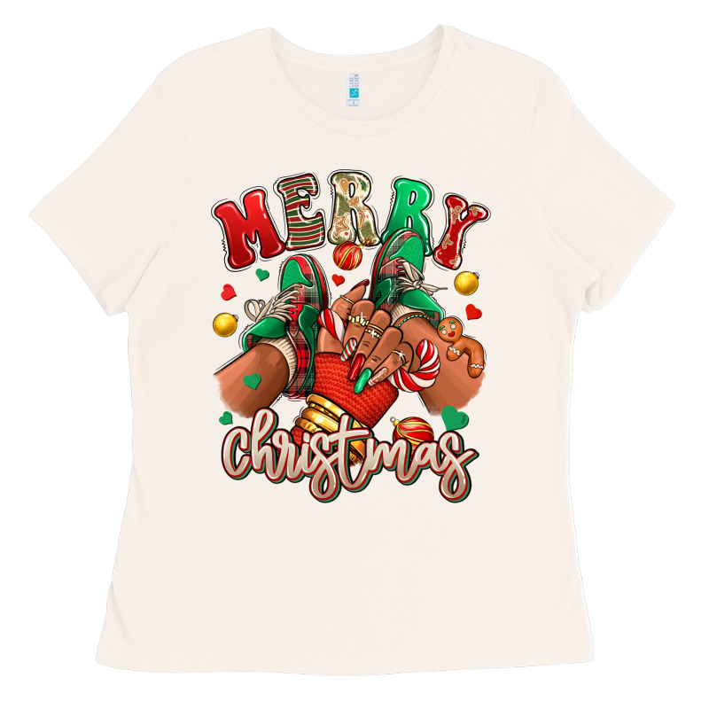 Merry Christmas Black Girl Sneakers Ladies Tee by RanaPortraitStore | Teevron