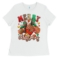 White Merry Christmas black girl sneakers Ladies Tee - RanaPortraitStore