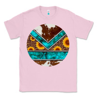 Bubblegum Pink turquoise cowhide leopard sunflowers round Classic Tee - Artiststas