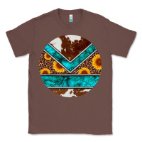 Chestnut turquoise cowhide leopard sunflowers round Classic Tee - Artiststas