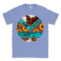 Colony Blue turquoise cowhide leopard sunflowers round Classic Tee - Artiststas