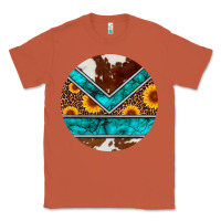 Copper turquoise cowhide leopard sunflowers round Classic Tee - Artiststas