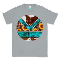 Heather Grey turquoise cowhide leopard sunflowers round Classic Tee - Artiststas