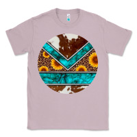 Lilac turquoise cowhide leopard sunflowers round Classic Tee - Artiststas
